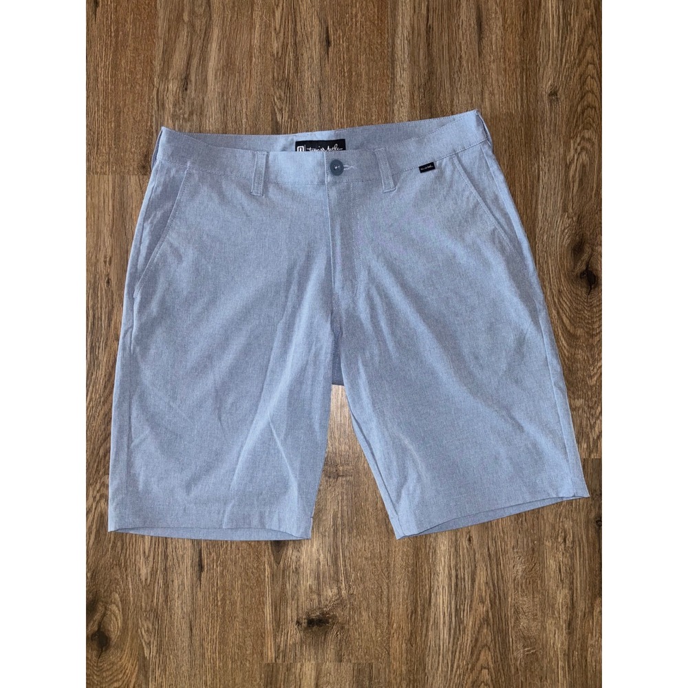 Travis Mathew Beck Mens Shorts 32 Light Blue Heathered Golf Performance Stretch